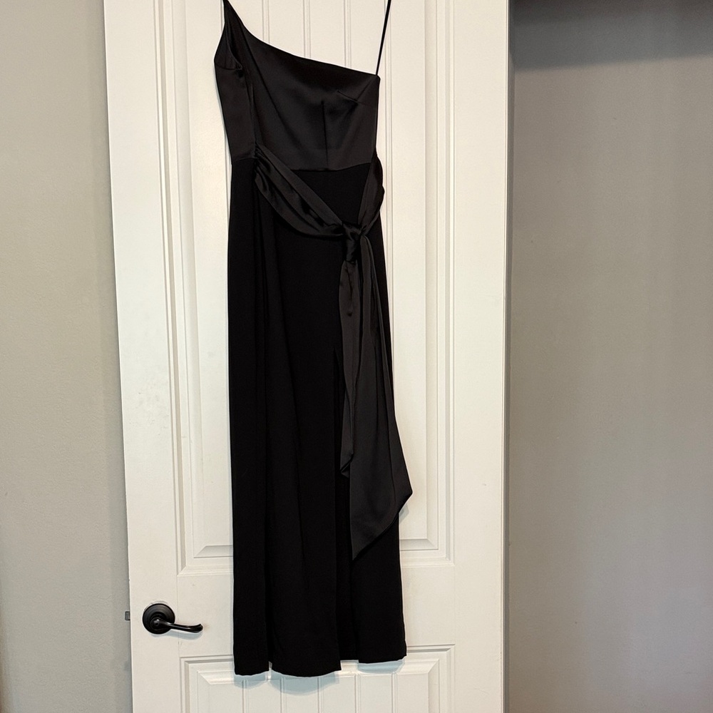 Gianni Bini Black One-Shoulder Dress with Sash/Belt Tie
